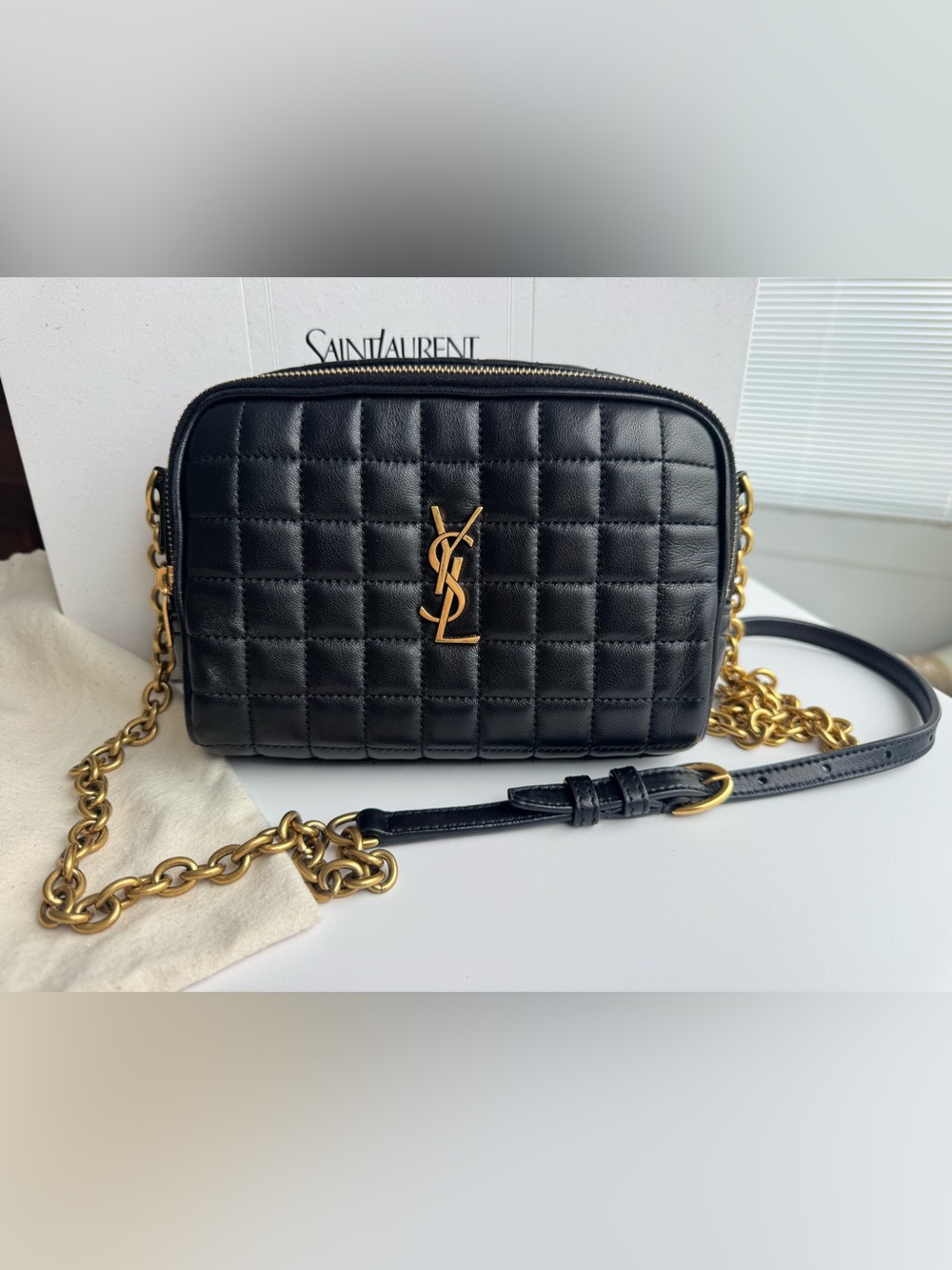 Saint Laurent Cassandre Matelassé Carré Mini Bag in Lambskin